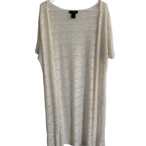 Cream Open-Front Cardigan Duster